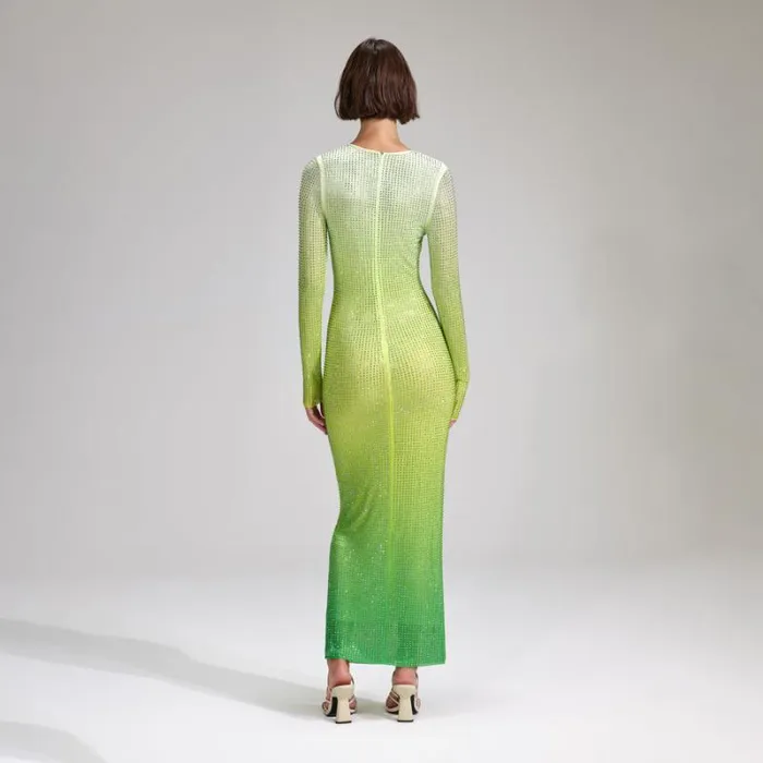Dresses Woman SelfPortrait Green Rhinestone Mesh Keyhole Maxi Dress Dresses Woman SelfPortrait Green Rhinestone Mesh Keyhole Maxi Dress