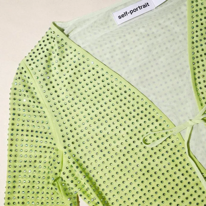 Dresses Woman SelfPortrait Green Rhinestone Mesh Keyhole Maxi Dress Dresses Woman SelfPortrait Green Rhinestone Mesh Keyhole Maxi Dress