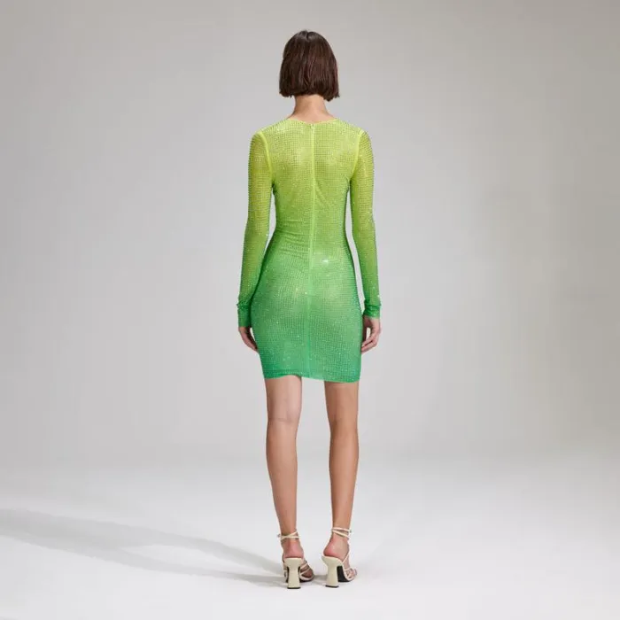 Dresses Woman SelfPortrait Green Rhinestone Mesh Keyhole Maxi Dress Dresses Woman SelfPortrait Green Rhinestone Mesh Keyhole Maxi Dress