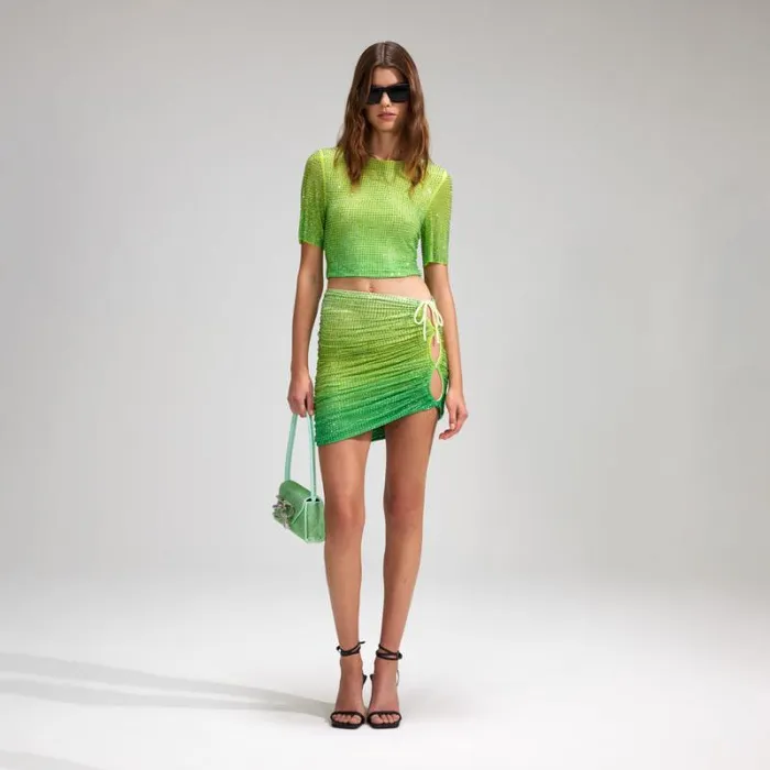 Dresses Woman SelfPortrait Green Rhinestone Mesh Keyhole Maxi Dress Dresses Woman SelfPortrait Green Rhinestone Mesh Keyhole Maxi Dress