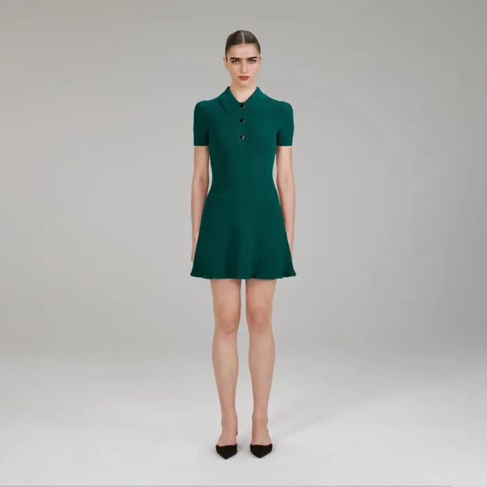 Dresses Woman SelfPortrait Green Viscose Flared Knit Mini Dress