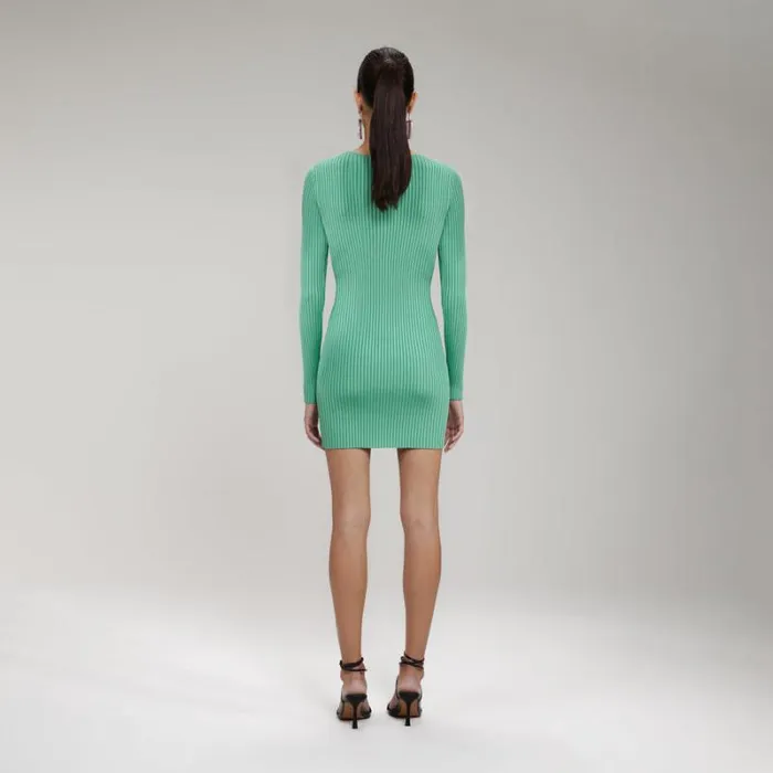 Dresses Woman SelfPortrait Green Viscose Flared Knit Mini Dress Dresses Woman SelfPortrait Green Viscose Flared Knit Mini Dress