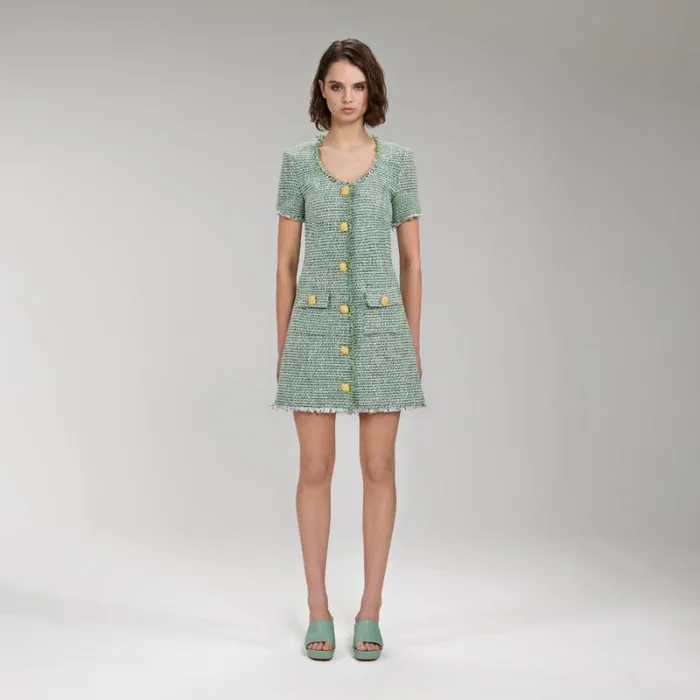 Dresses Woman SelfPortrait Green Viscose Flared Knit Mini Dress Dresses Woman SelfPortrait Green Viscose Flared Knit Mini Dress