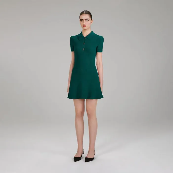 Dresses Woman SelfPortrait Green Viscose Flared Knit Mini Dress Dresses Woman SelfPortrait Green Viscose Flared Knit Mini Dress