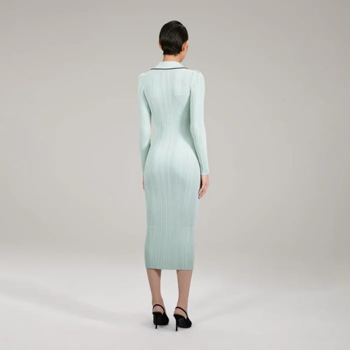 Dresses Woman SelfPortrait Green Viscose Knit Midi Dress Dresses Woman SelfPortrait Green Viscose Knit Midi Dress