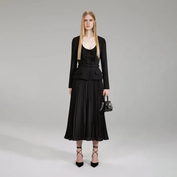 Dresses Woman SelfPortrait Houndstooth And Chiffon Midi Dress Dresses Woman SelfPortrait Houndstooth And Chiffon Midi Dress