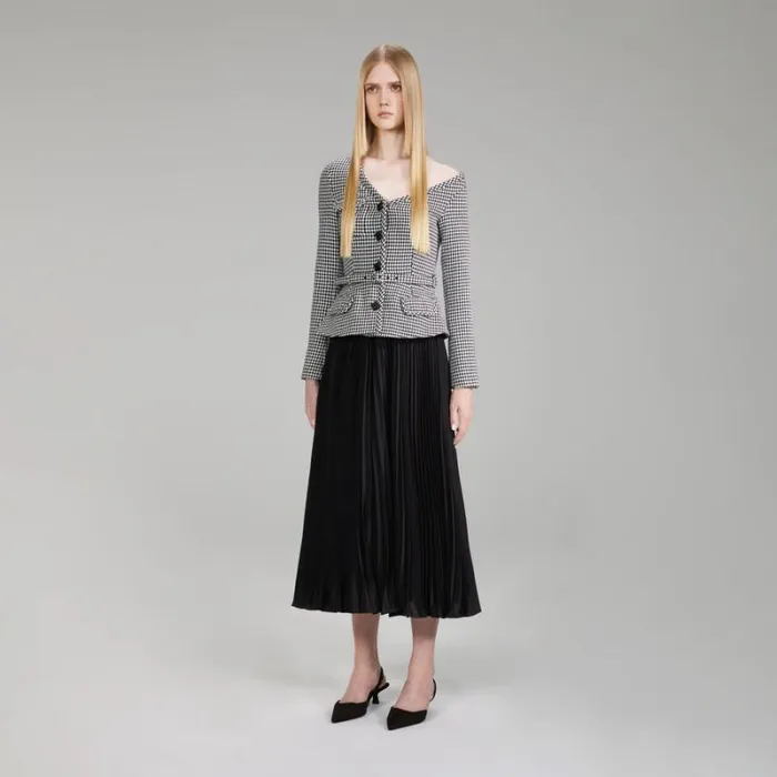 Dresses Woman SelfPortrait Houndstooth And Chiffon Midi Dress Dresses Woman SelfPortrait Houndstooth And Chiffon Midi Dress