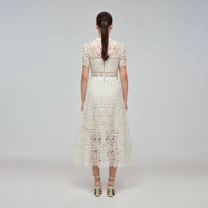 Dresses Woman SelfPortrait Ivory Floral Guipure Midi Dress Dresses Woman SelfPortrait Ivory Floral Guipure Midi Dress