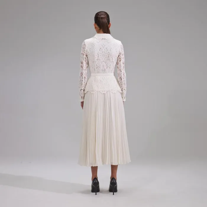 Dresses Woman SelfPortrait Ivory Floral Motif Guipure Midi Dress Dresses Woman SelfPortrait Ivory Floral Motif Guipure Midi Dress