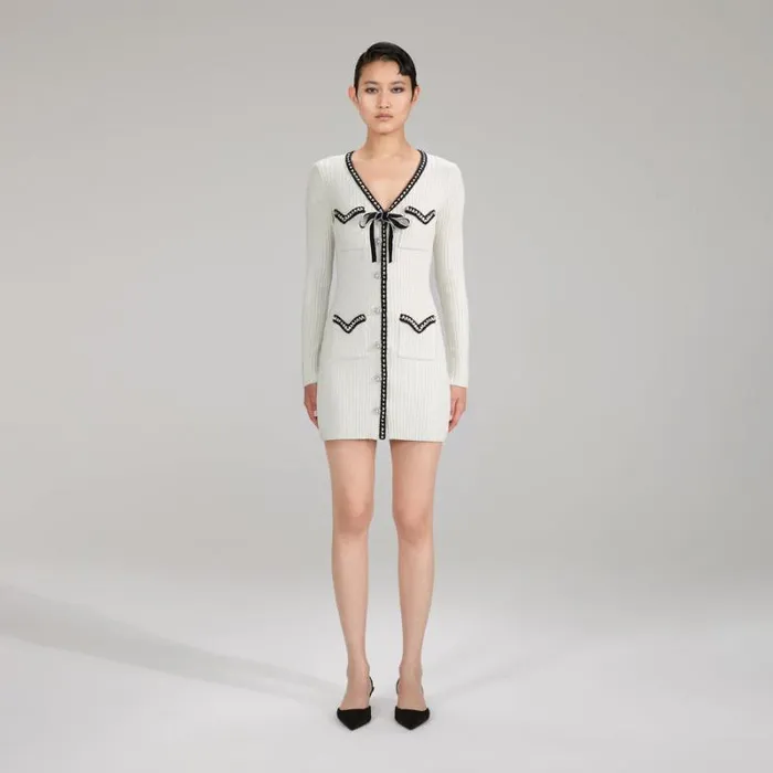 Dresses Woman SelfPortrait Ivory Knit Bow Dress