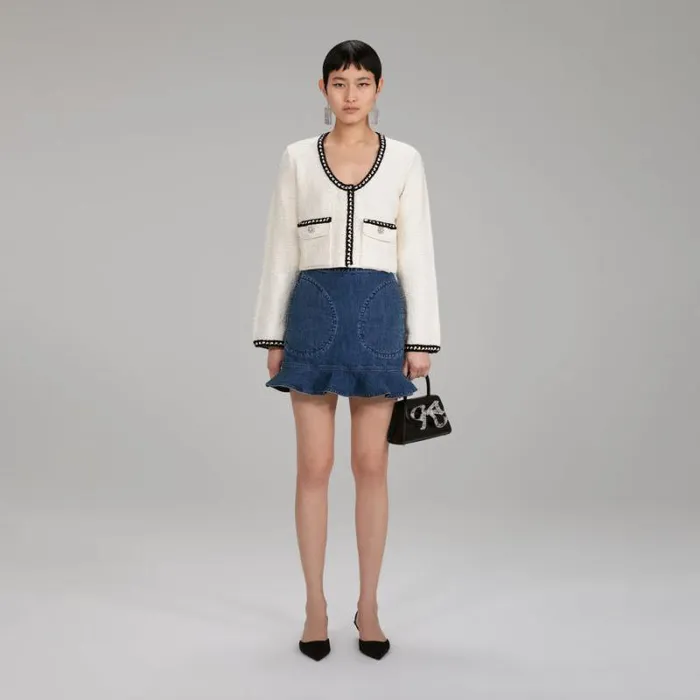 Dresses Woman SelfPortrait Ivory Knit Bow Dress Dresses Woman SelfPortrait Ivory Knit Bow Dress