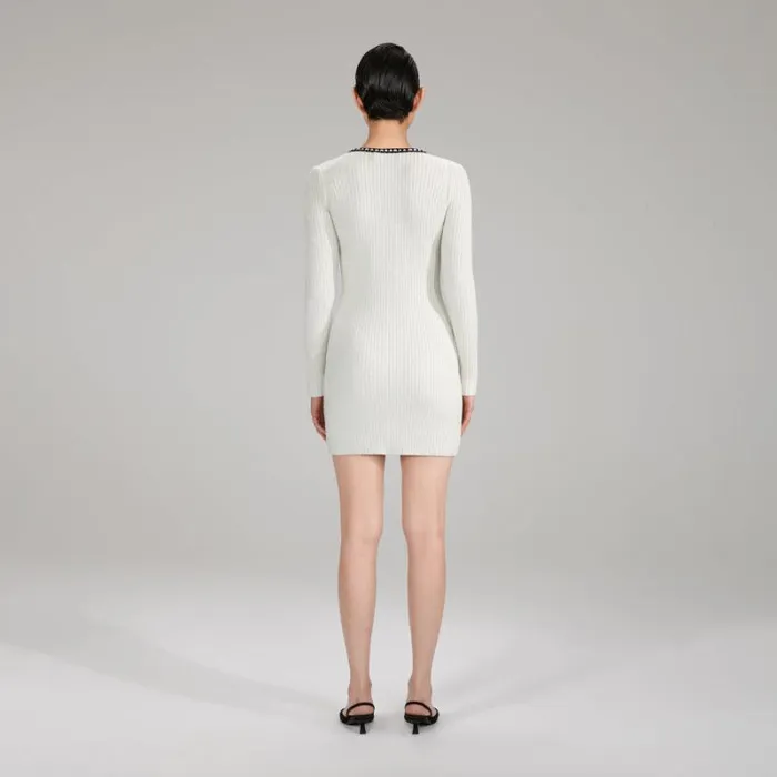 Dresses Woman SelfPortrait Ivory Knit Bow Dress Dresses Woman SelfPortrait Ivory Knit Bow Dress