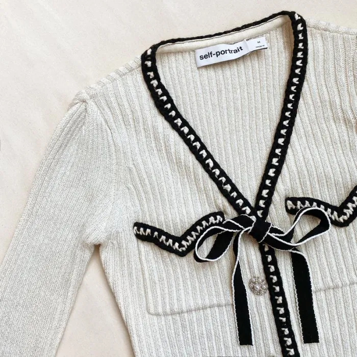 Dresses Woman SelfPortrait Ivory Knit Bow Dress Dresses Woman SelfPortrait Ivory Knit Bow Dress