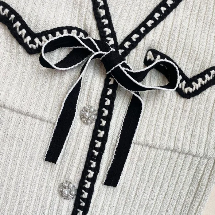 Dresses Woman SelfPortrait Ivory Knit Bow Dress Dresses Woman SelfPortrait Ivory Knit Bow Dress