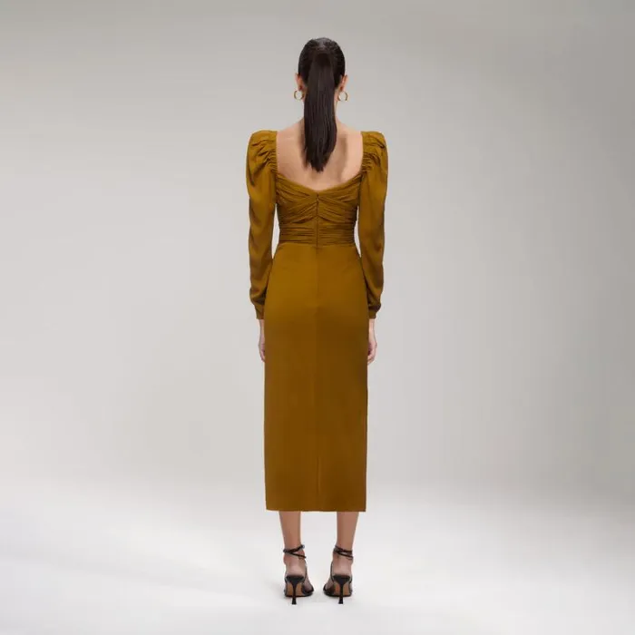 Dresses Woman SelfPortrait Khaki Iris Midi Dress Dresses Woman SelfPortrait Khaki Iris Midi Dress