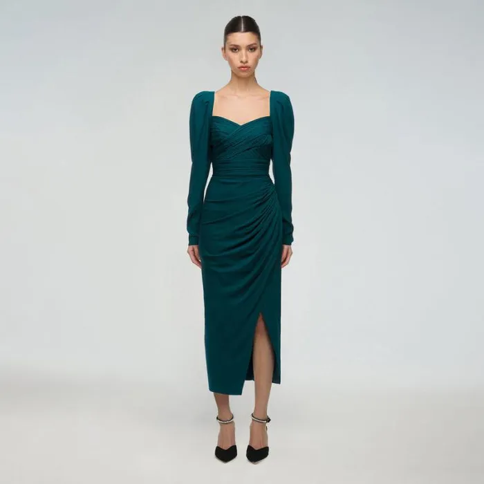 Dresses Woman SelfPortrait Khaki Iris Midi Dress Dresses Woman SelfPortrait Khaki Iris Midi Dress