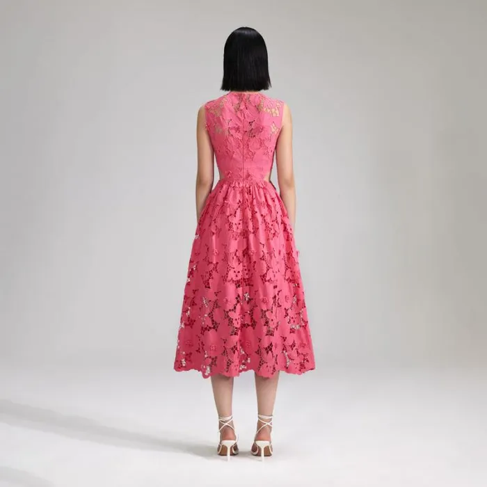 Dresses Woman SelfPortrait Lilac 3D Cotton Lace Midi Dress Dresses Woman SelfPortrait Lilac 3D Cotton Lace Midi Dress