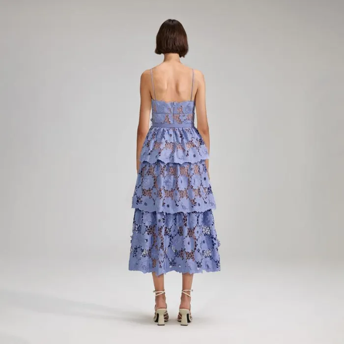 Dresses Woman SelfPortrait Lilac 3D Cotton Lace Midi Dress Dresses Woman SelfPortrait Lilac 3D Cotton Lace Midi Dress