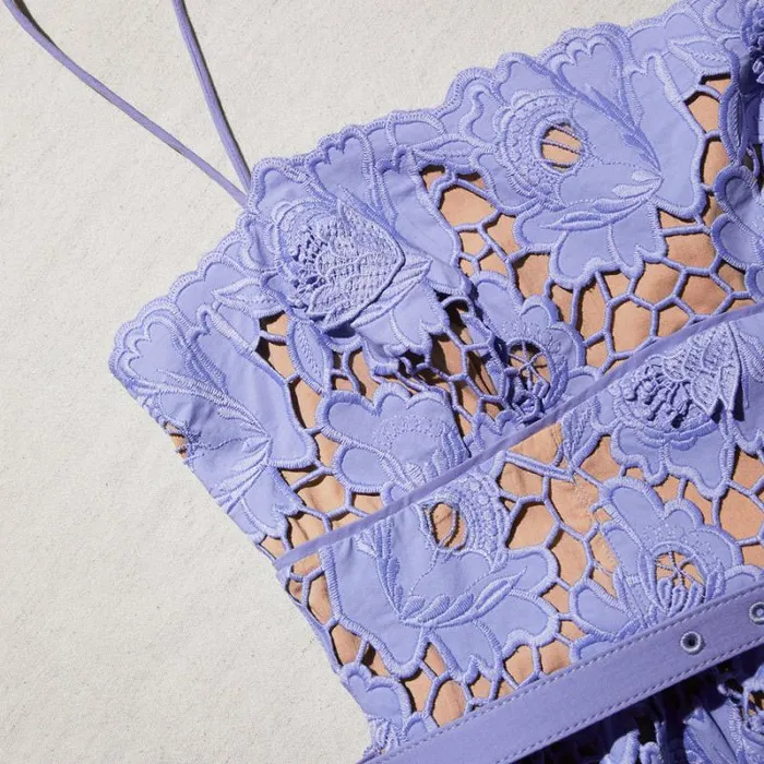 Dresses Woman SelfPortrait Lilac 3D Cotton Lace Midi Dress Dresses Woman SelfPortrait Lilac 3D Cotton Lace Midi Dress