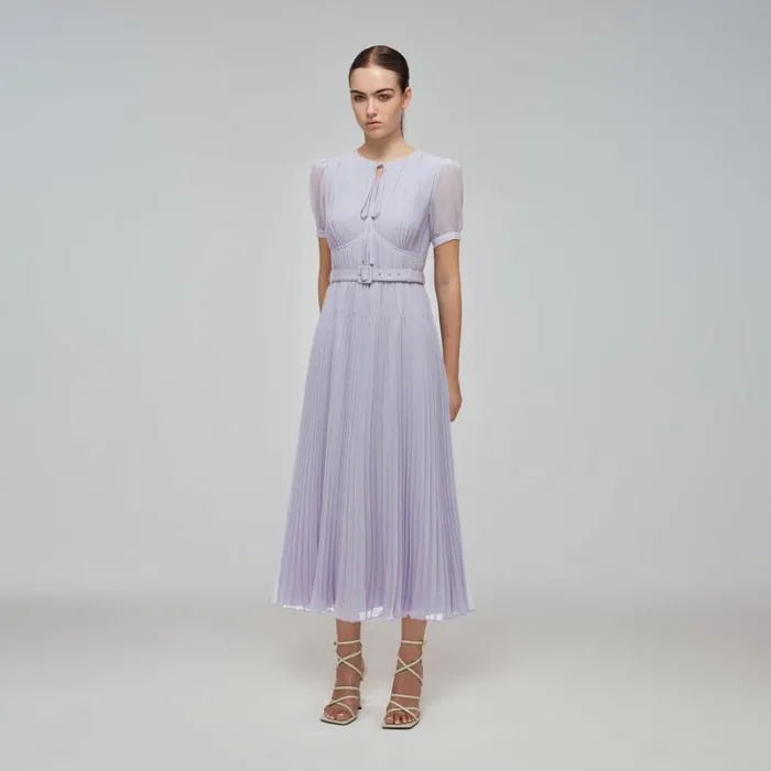 Dresses Woman SelfPortrait Lilac Chiffon Midi Dress Dresses Woman SelfPortrait Lilac Chiffon Midi Dress