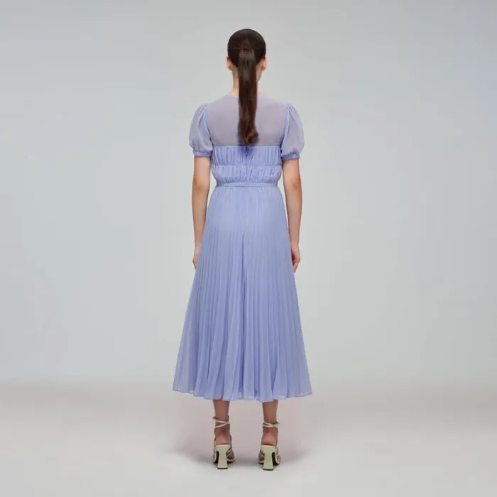 Dresses Woman SelfPortrait Lilac Chiffon Midi Dress Dresses Woman SelfPortrait Lilac Chiffon Midi Dress