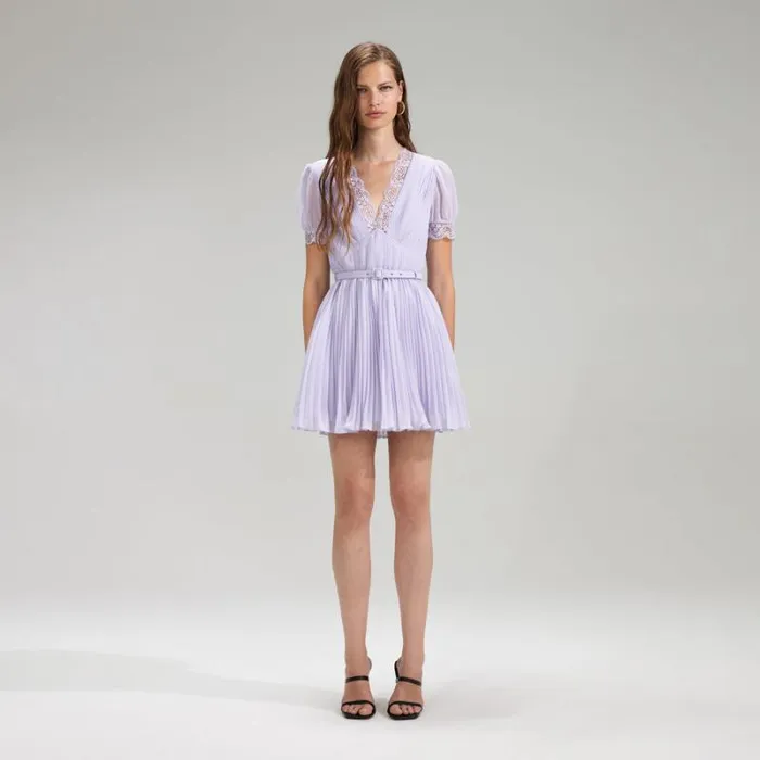 Dresses Woman SelfPortrait Lilac Chiffon Mini Dress