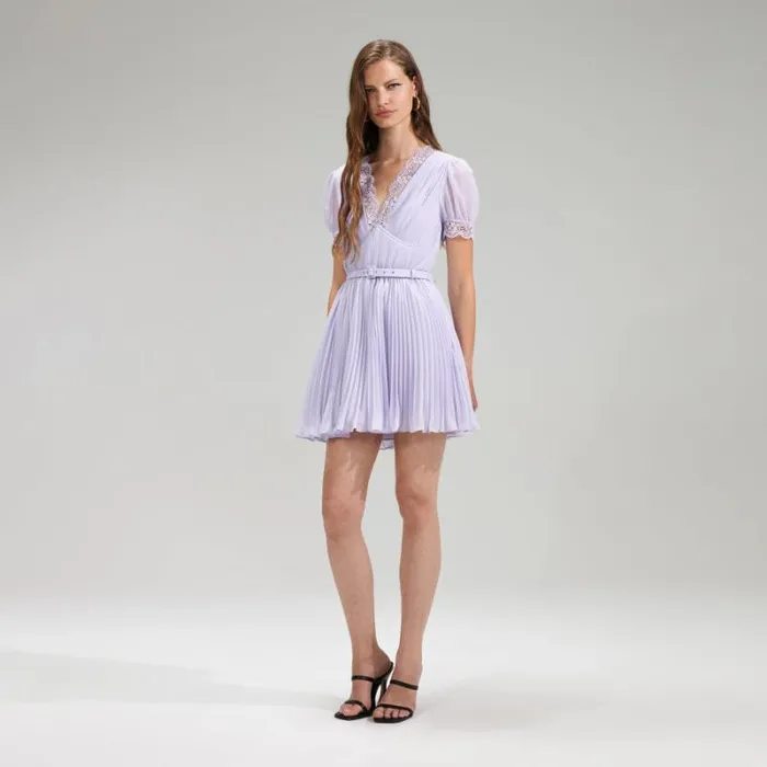 Dresses Woman SelfPortrait Lilac Chiffon Mini Dress Dresses Woman SelfPortrait Lilac Chiffon Mini Dress