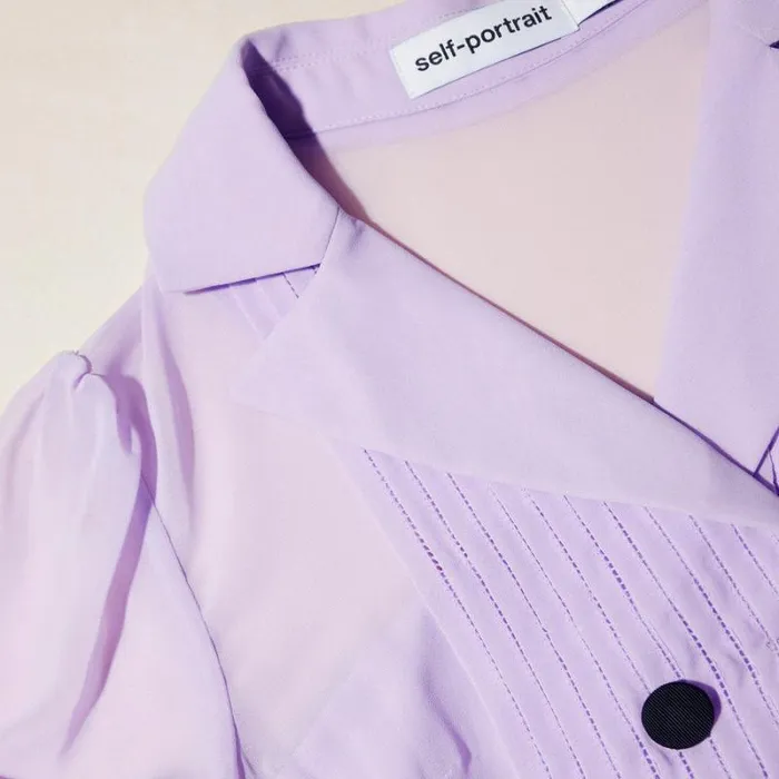 Dresses Woman SelfPortrait Lilac Chiffon Pleated Collar Midi Dress Dresses Woman SelfPortrait Lilac Chiffon Pleated Collar Midi Dress