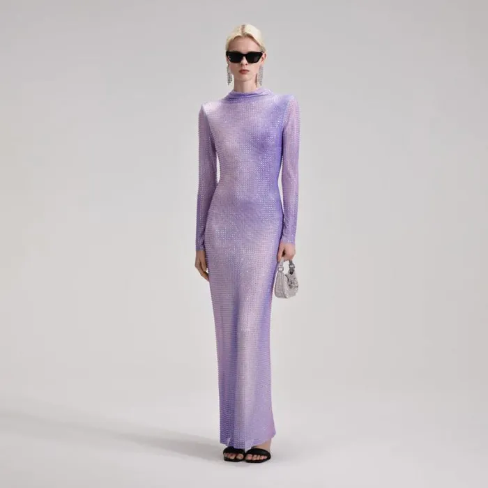 Dresses Woman SelfPortrait Lilac Contour Print Maxi Dress