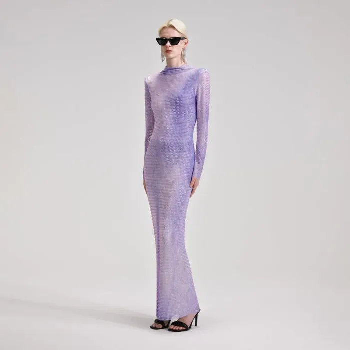 Dresses Woman SelfPortrait Lilac Contour Print Maxi Dress Dresses Woman SelfPortrait Lilac Contour Print Maxi Dress