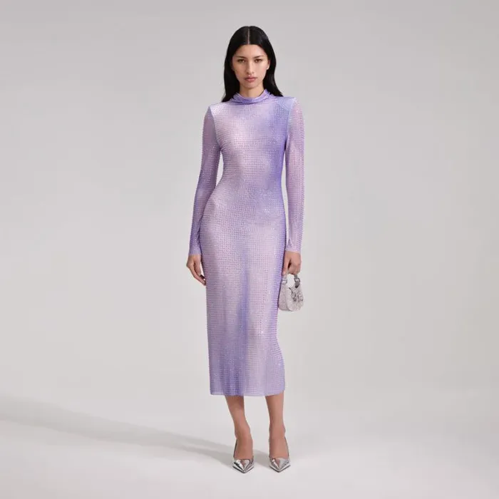 Dresses Woman SelfPortrait Lilac Contour Print Midi Dress