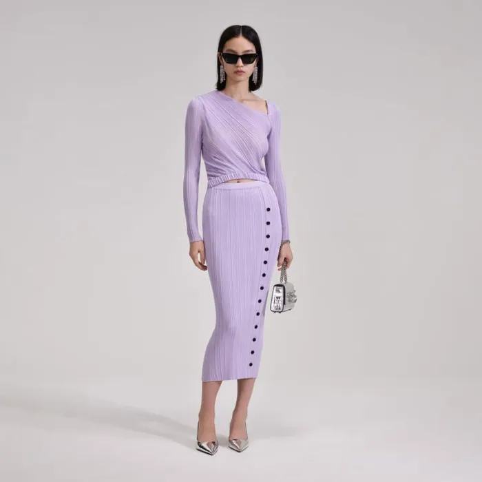 Dresses Woman SelfPortrait Lilac Knit Midi Dress