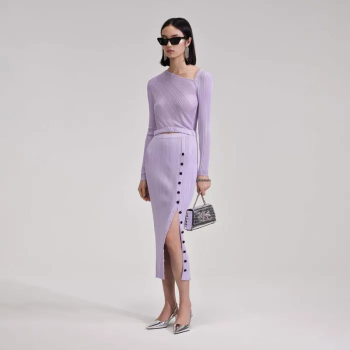 Dresses Woman SelfPortrait Lilac Knit Midi Dress Dresses Woman SelfPortrait Lilac Knit Midi Dress