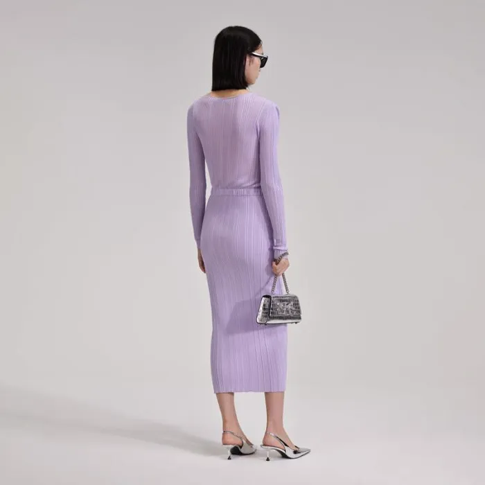 Dresses Woman SelfPortrait Lilac Knit Midi Dress Dresses Woman SelfPortrait Lilac Knit Midi Dress