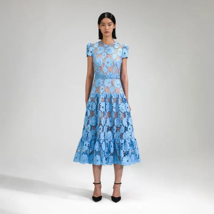 Dresses Woman SelfPortrait Lilac Polka Print Chiffon Midi Dress Dresses Woman SelfPortrait Lilac Polka Print Chiffon Midi Dress
