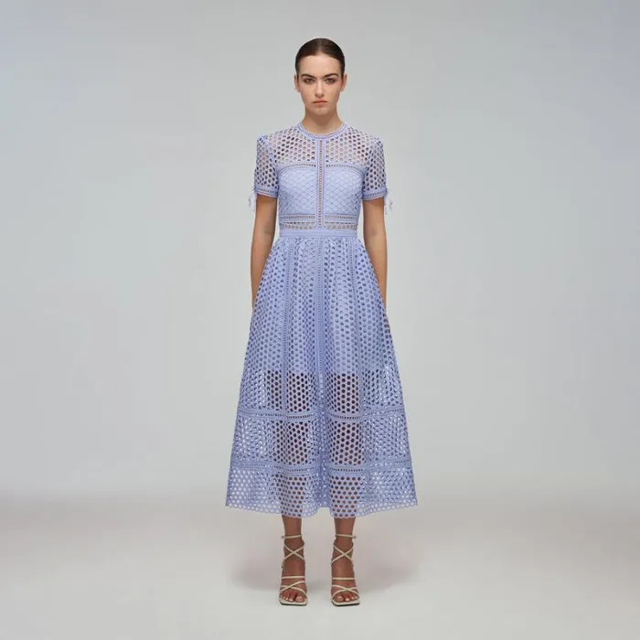 Dresses Woman SelfPortrait Lilac Polka Print Chiffon Mini Dress Dresses Woman SelfPortrait Lilac Polka Print Chiffon Mini Dress