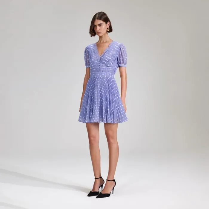 Dresses Woman SelfPortrait Lilac Polka Print Chiffon Mini Dress Dresses Woman SelfPortrait Lilac Polka Print Chiffon Mini Dress