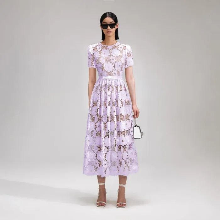 Dresses Woman SelfPortrait Lilac Poppy Midi Dress