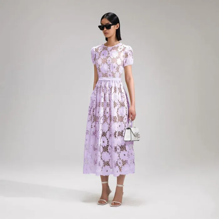 Dresses Woman SelfPortrait Lilac Poppy Midi Dress Dresses Woman SelfPortrait Lilac Poppy Midi Dress