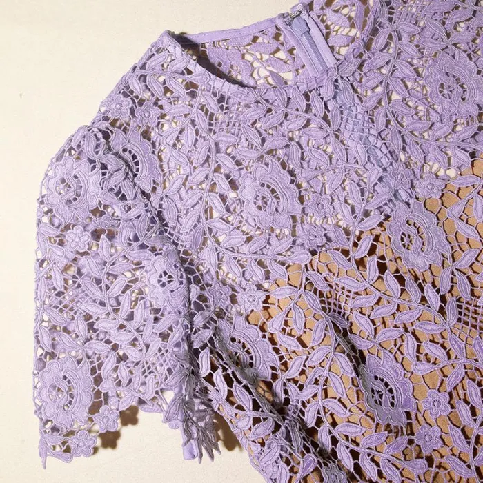 Dresses Woman SelfPortrait Lilac Rose Lace Peplum Mini Dress Dresses Woman SelfPortrait Lilac Rose Lace Peplum Mini Dress