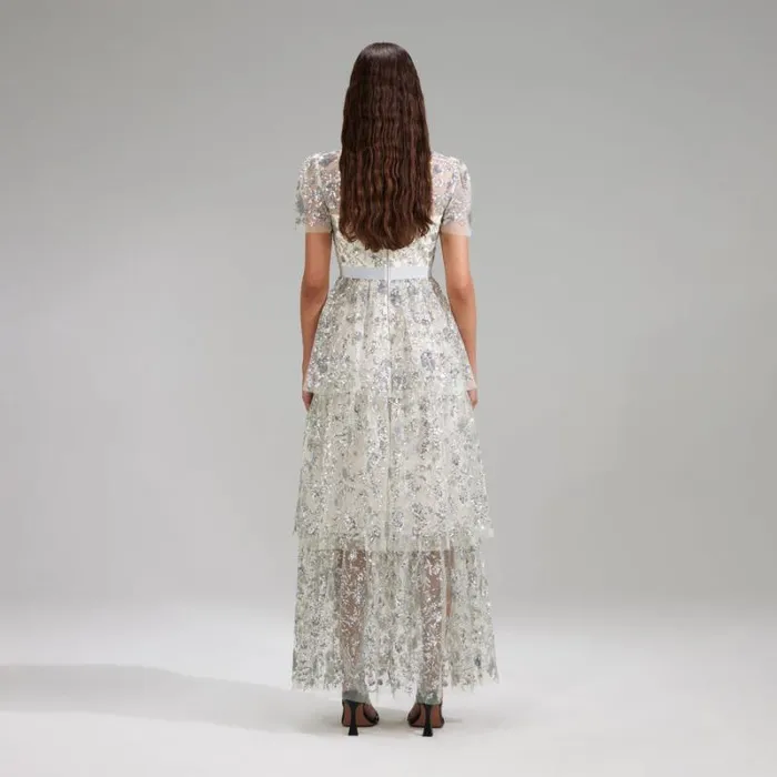 Dresses Woman SelfPortrait Lilac Tiered Lace Maxi Dress Dresses Woman SelfPortrait Lilac Tiered Lace Maxi Dress