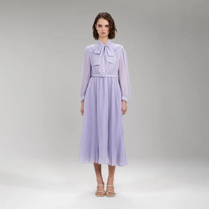 Dresses Woman SelfPortrait Lilac Tiered Lace Midi Dress Dresses Woman SelfPortrait Lilac Tiered Lace Midi Dress