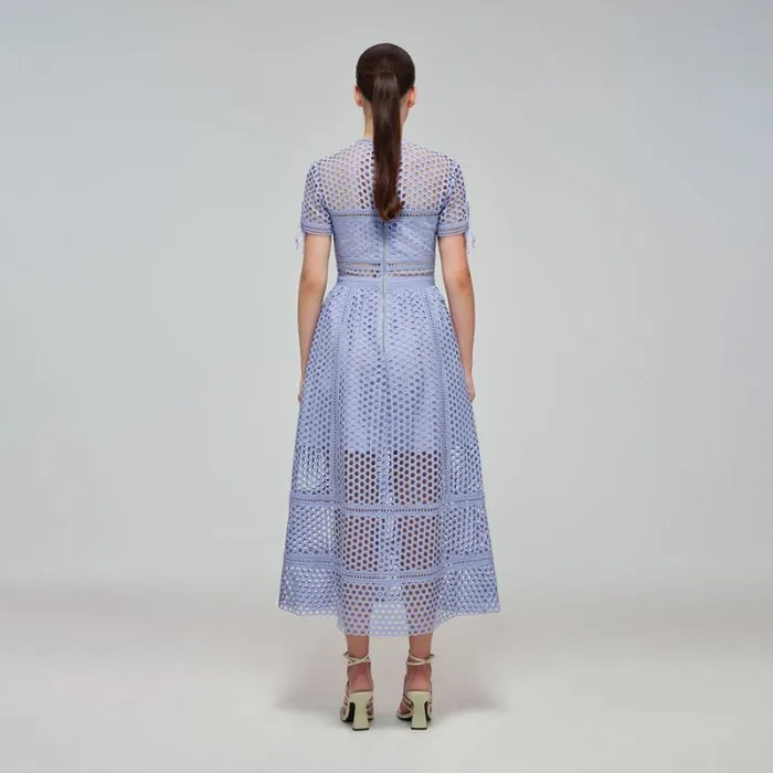 Dresses Woman SelfPortrait Lilac Tiered Lace Midi Dress Dresses Woman SelfPortrait Lilac Tiered Lace Midi Dress