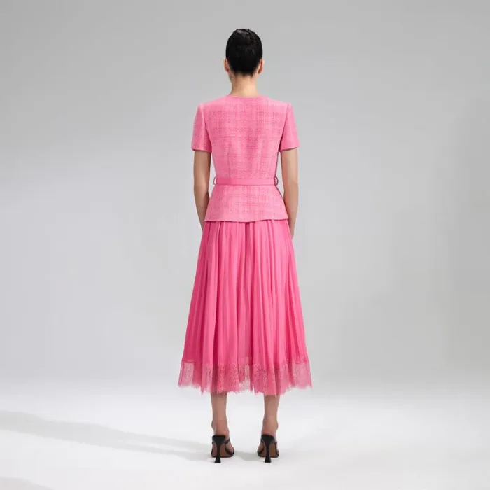Dresses Woman SelfPortrait Lime Boucle Chiffon Midi Dress Dresses Woman SelfPortrait Lime Boucle Chiffon Midi Dress