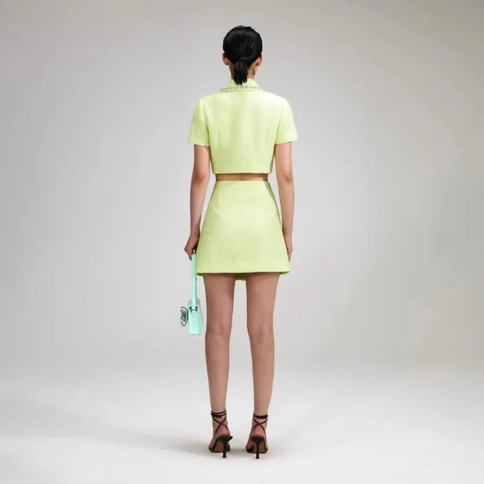 Dresses Woman SelfPortrait Lime Boucle Chiffon Midi Dress Dresses Woman SelfPortrait Lime Boucle Chiffon Midi Dress