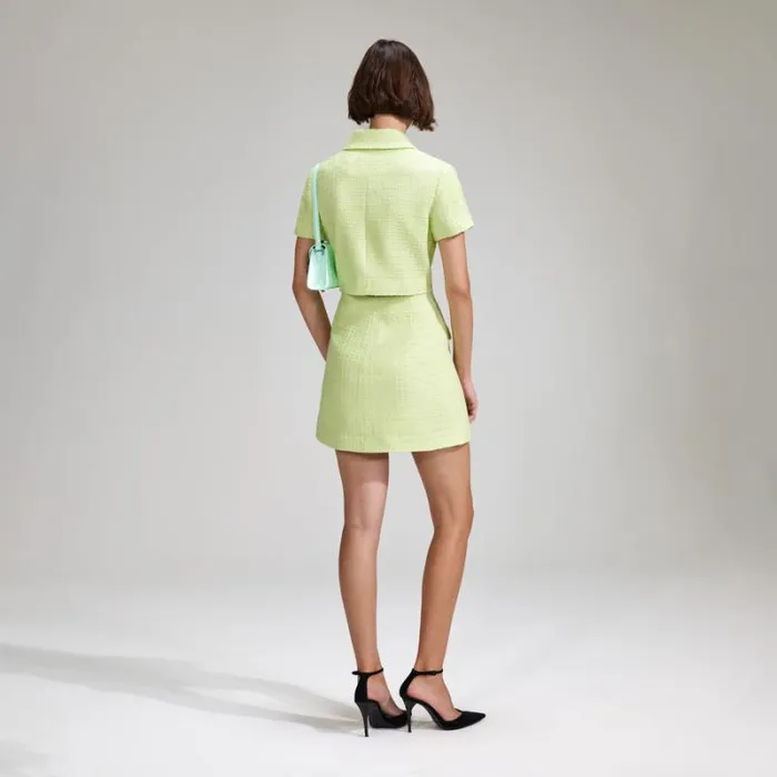 Dresses Woman SelfPortrait Lime Boucle Chiffon Midi Dress Dresses Woman SelfPortrait Lime Boucle Chiffon Midi Dress