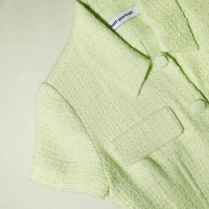 Dresses Woman SelfPortrait Lime Boucle Mini Dress Dresses Woman SelfPortrait Lime Boucle Mini Dress