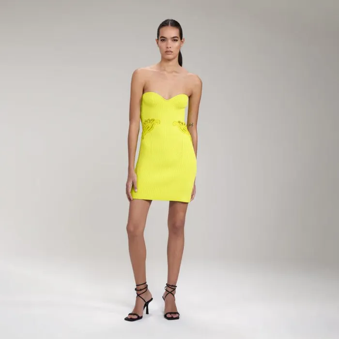 Dresses Woman SelfPortrait Lime Chiffon Mini Dress Dresses Woman SelfPortrait Lime Chiffon Mini Dress