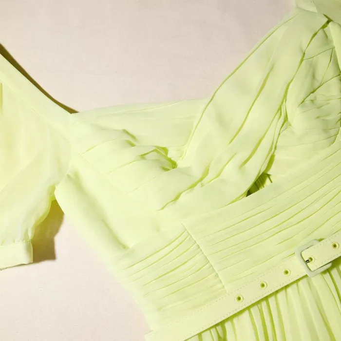 Dresses Woman SelfPortrait Lime Chiffon Mini Dress Dresses Woman SelfPortrait Lime Chiffon Mini Dress