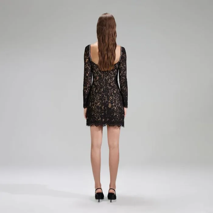 Dresses Woman SelfPortrait Lime Cord Lace Mini Dress With Bows Dresses Woman SelfPortrait Lime Cord Lace Mini Dress With Bows